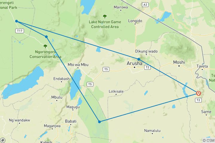 Karte von Tansania - Traumreise unter den BIG FIVE