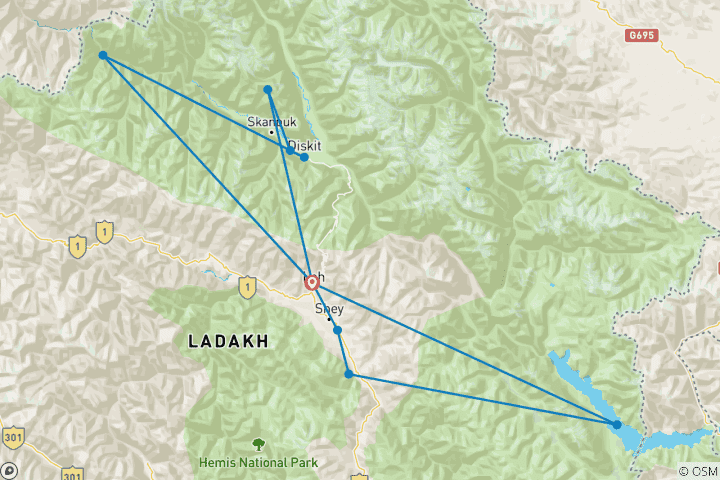 Carte du circuit Circuit hivernal accompagné au Ladakh