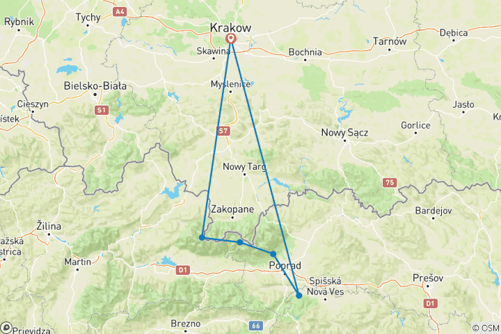 Map of Hike Gems of Tatras and Slovak Paradise