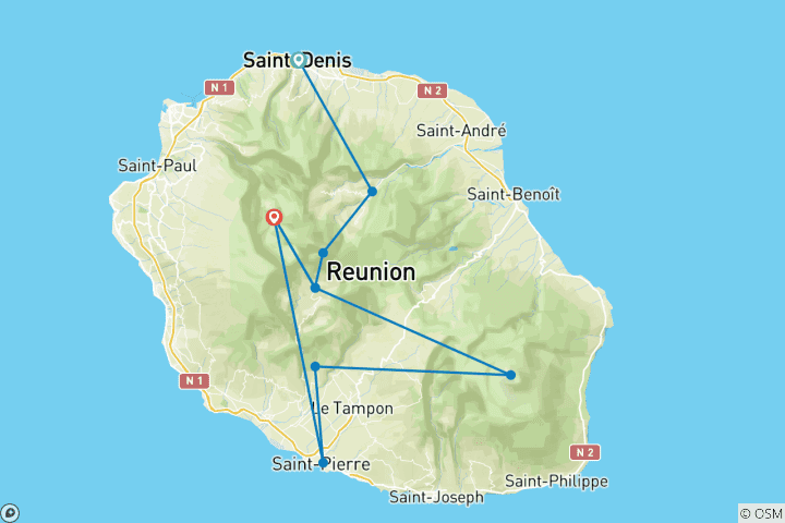 Carte du circuit Bonjour sur l'île volcanique créole