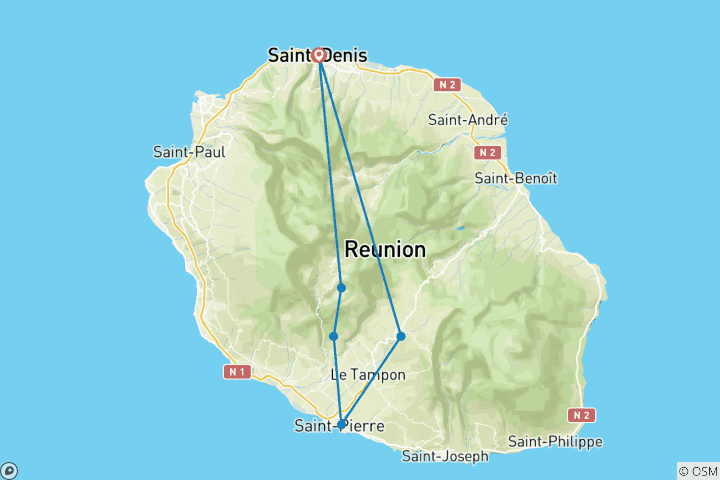 Carte du circuit Bonjour sur l'île volcanique créole