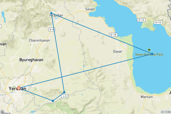 Map of Armenian 4 Days 3 Nights - 2025