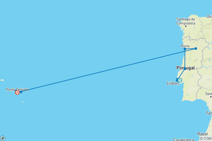 Kaart van Het beste van Lissabon, Porto & Azoren in 11 dagen