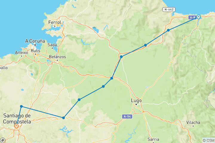 Mapa de Caminata Camino del norte