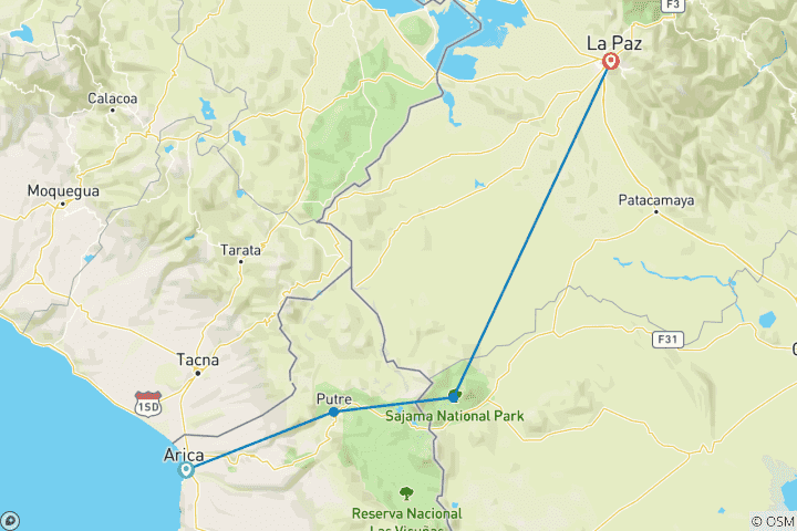 Map of 6000er, Vulkane und Salzseen um Putre und Sajama