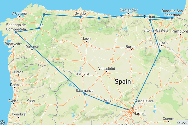 Carte du circuit Points forts du nord de l'Espagne - 10 jours - petit groupe