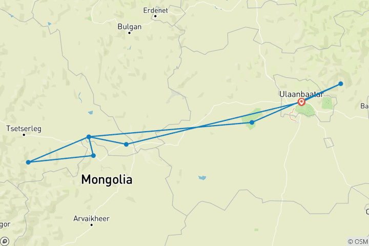 Carte du circuit La véritable expérience mongole