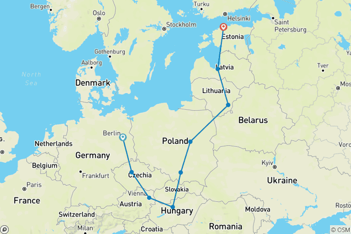 Carte du circuit Là où l'Ouest rencontre l'Est