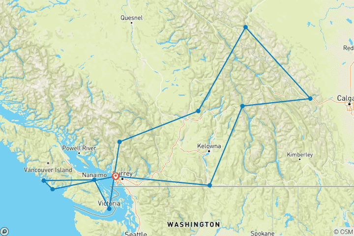 Map of Rockies & Coastal Retreat: An 11-Day Journey from Vancouver