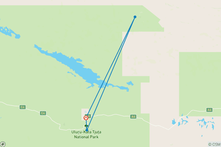 Map of 3 Night Uluru Adventure (Yulara to Yulara)