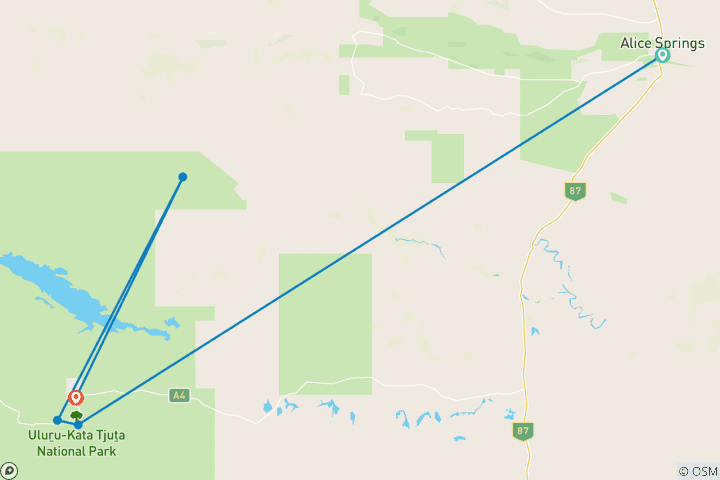 Map of 3 Night Uluru Adventure (Alice Springs to Yulara)