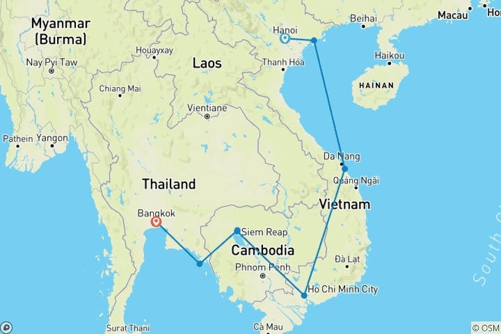 Map of Geluxe: Southeast Asia: Pu Luong, Halong Bay & the Cardamom Mountains