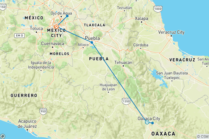 Mapa de Geluxe: México Central: Oaxaca a Ciudad de México