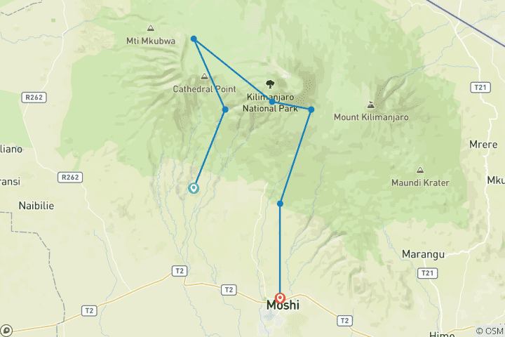 Carte du circuit Ascension du Kilimandjaro - Sommet du Nouvel An