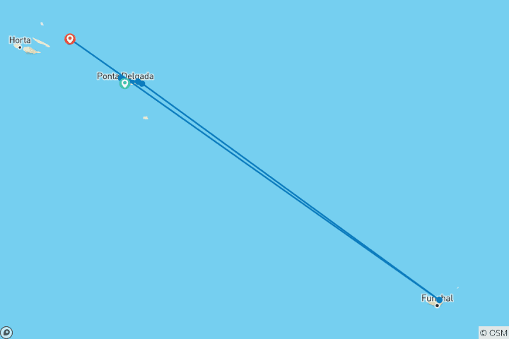 Carte du circuit Les Açores à la découverte des îles : São Miguel, Faial et Terceira