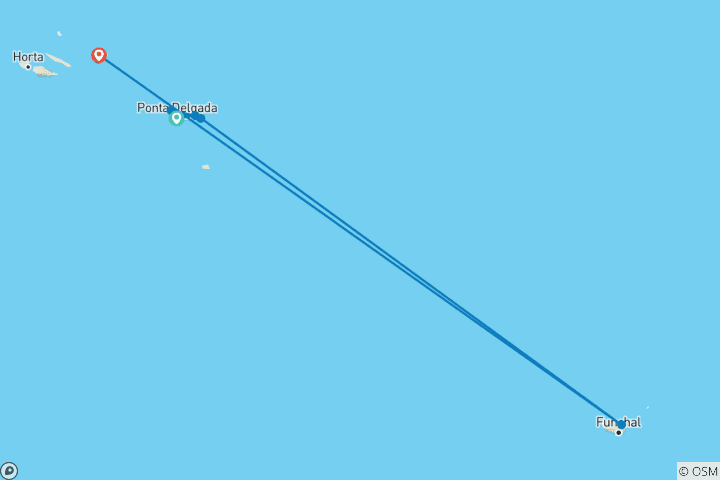 Map of Azores Island Hopping: São Miguel, Faial and Terceira