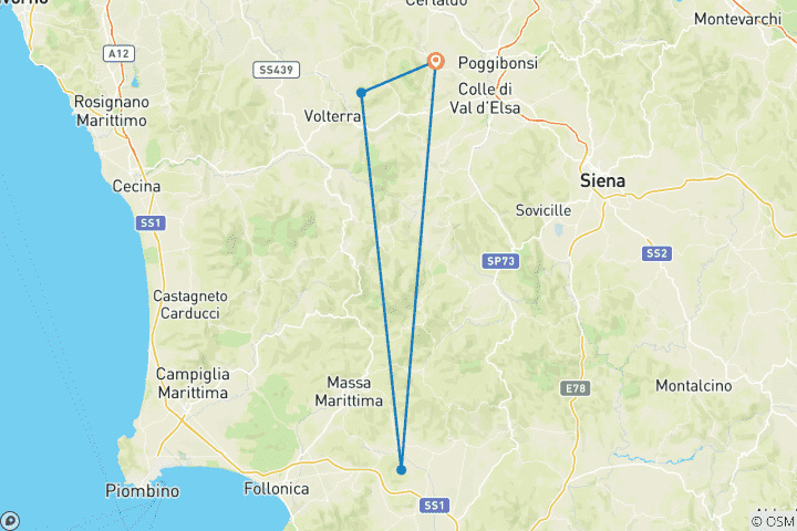 Karte von Der Geschmack der Toskana: Eine 3 Tage Flucht mit Wein, Entspannung und Spaß