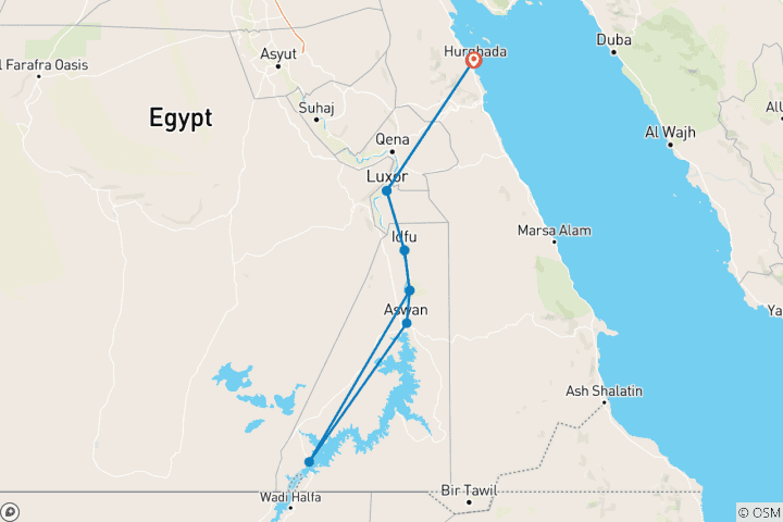 Karte von Sonne, Sand und Gelassenheit: Hurghada und Nilkreuzfahrt (alles inklusive)