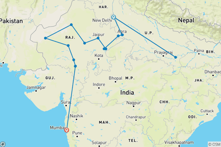 Kaart van De schatten van India&Taj Mahal