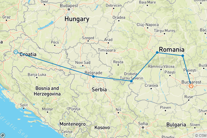 Carte du circuit JOYAUX DES BALKANS DU NORD