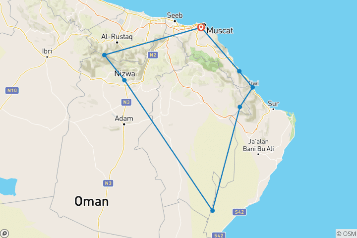 Map of PREMIUM OMAN DISCOVERY TOUR