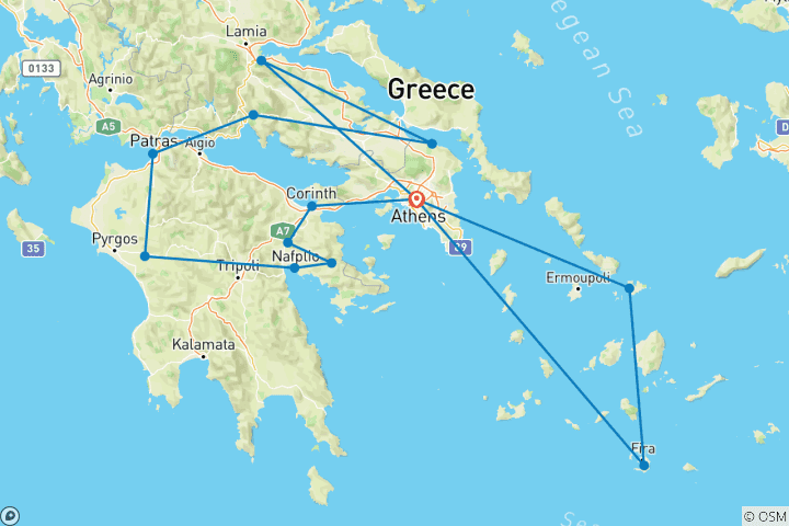 Carte du circuit Grèce classique Plus Island Hopper