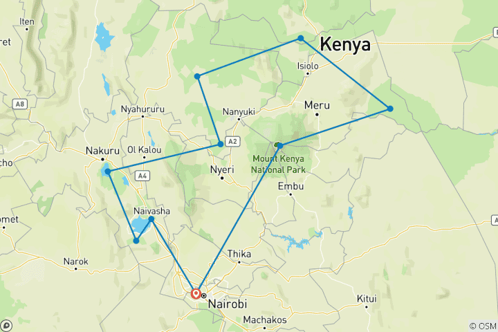 Karte von Kenia Selbstfahrer Reise Wakati