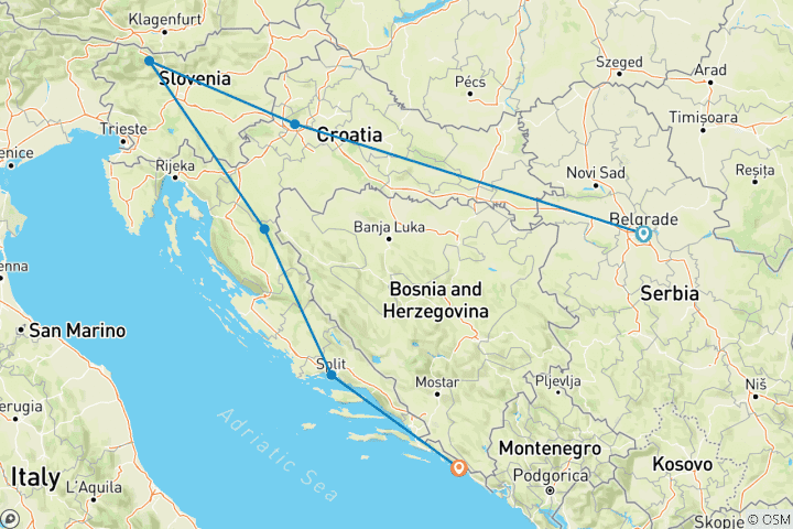 Carte du circuit Le Danube et l'Adriatique