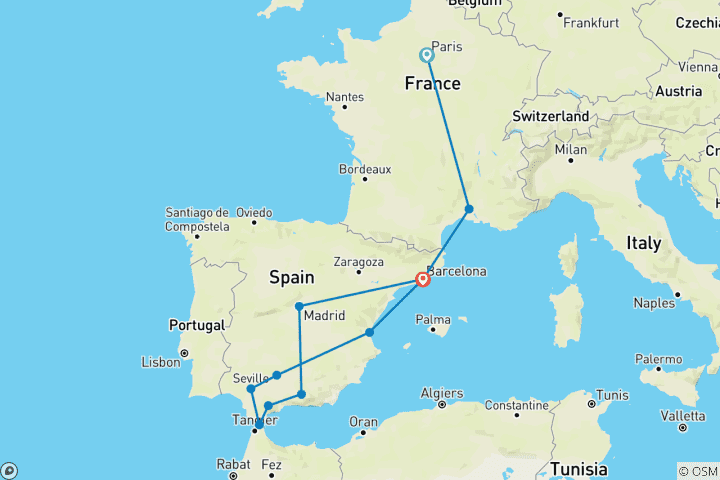 Map of France & Spain