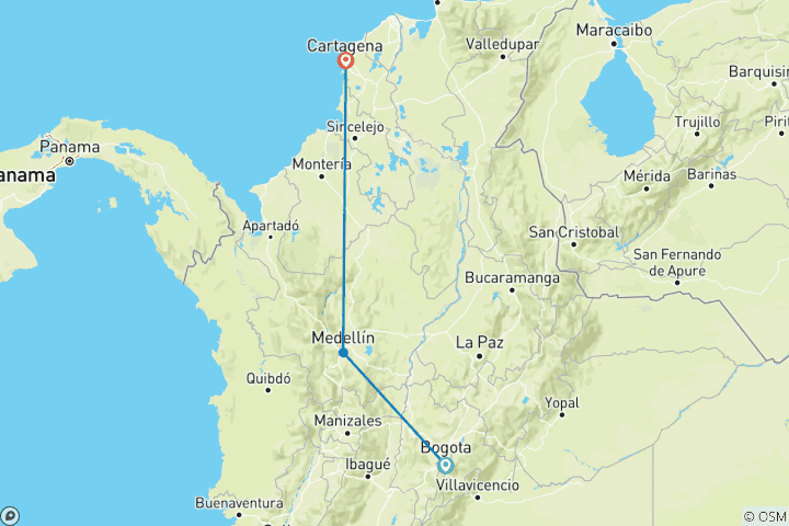 Map of Colombia Experience 1 Week