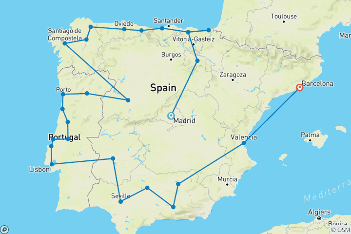 Carte du circuit Iberia in style - 21 jours (petit groupe)