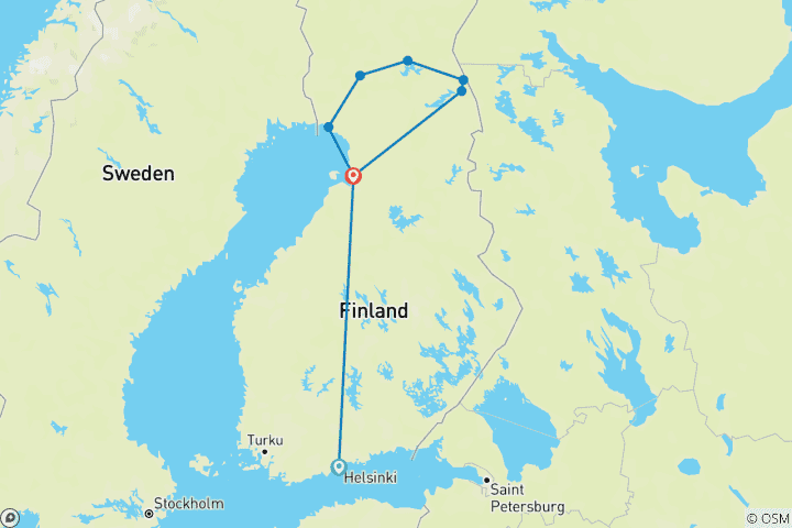 Map of Finland Road Trip: To the Midnight Sun in the Glass Villa