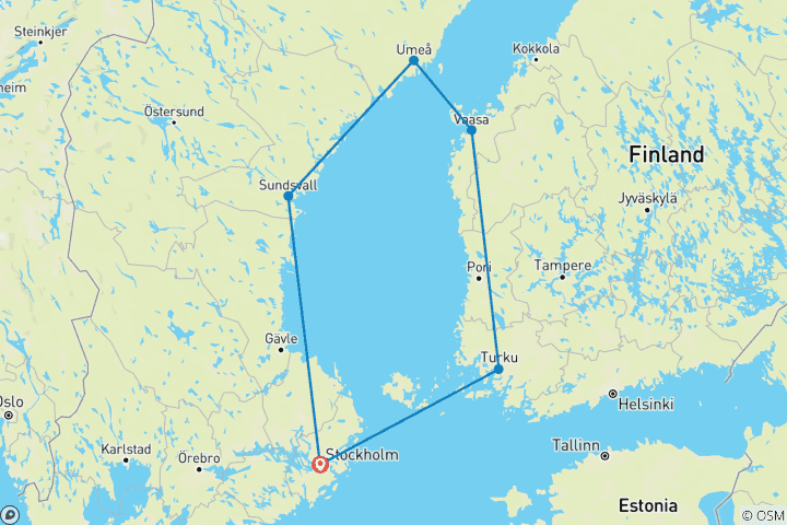 Map of Sweden & Finland: Coastal Hopping on a Baltic Sea Adventure