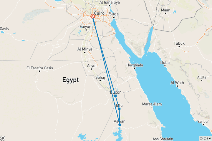 Kaart van 8 dagen Egypte&de Nijl Rondreis door