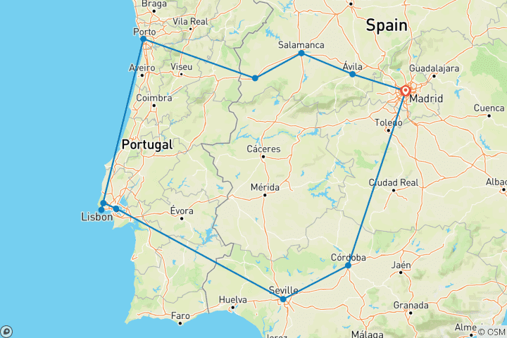 Mapa de Lo mejor de España y Portugal (Clásico - Invierno)