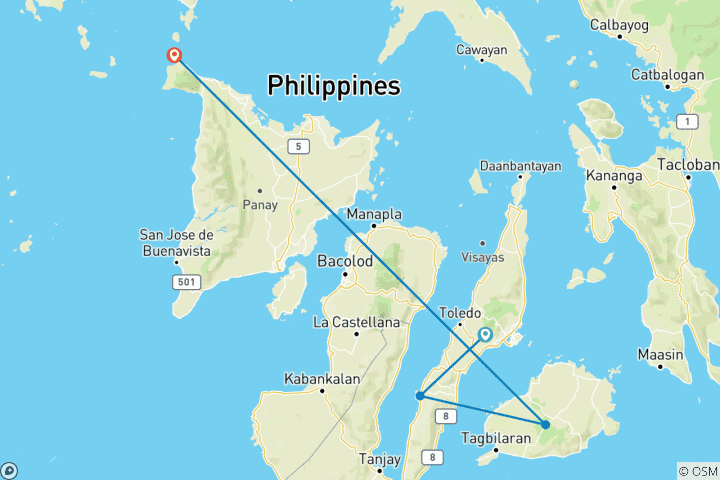Carte du circuit East Philippines Classic 10 jours - One Life Adventures