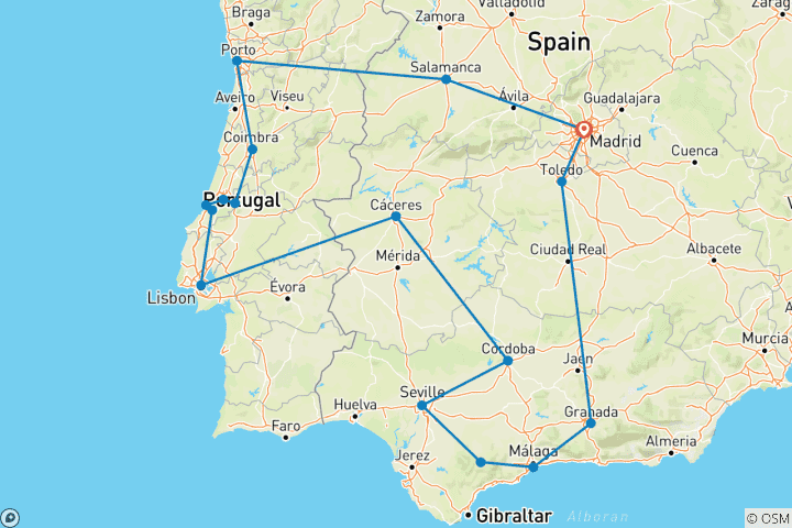 Carte du circuit Grande aventure ibérique : Espagne et Portugal