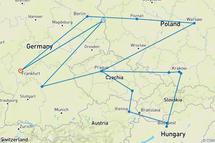 Map of Highlights of Bohemia (15 Days)