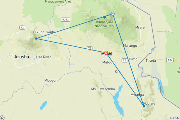 Map of 5 DAYS MOUNT MERU TREKKING