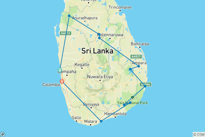 Map of Sri Lanka Safari