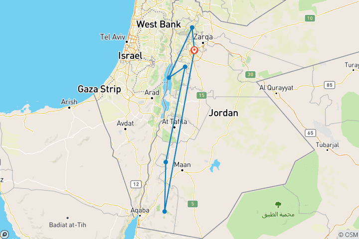 Mapa de 7 días en la Jordania clásica.
