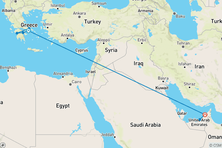 Carte du circuit Circuit de 13 jours en Grèce et au Moyen-Orient.