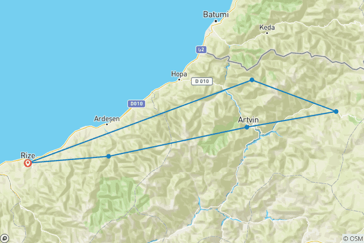 Mapa de Sueño del Mar Negro 5 días Rize Artvin con circuito en grupo