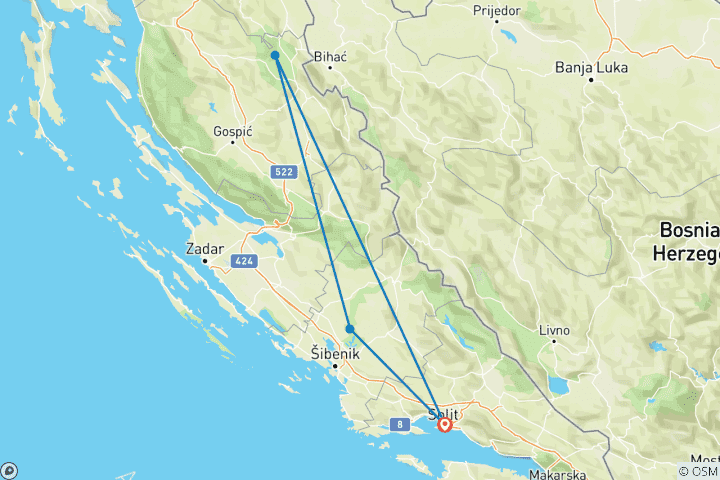 Mapa de Plitvice, Krka y Risnjak, aventura por los parques nacionales croatas