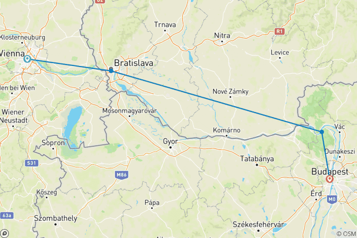 Map of Danube Cycling Tour