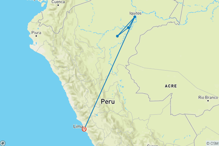 Carte du circuit Rivières péruviennes et découverte de la forêt tropicale (2025) (De Lima à Lima, 2025)