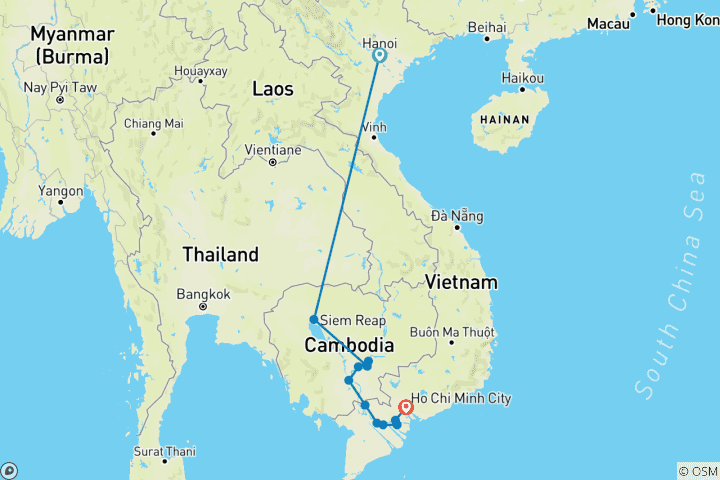 Map of Timeless Wonders of Vietnam, Cambodia & the Mekong (2025) (Hanoi to Ho Chi Minh City, 2025)