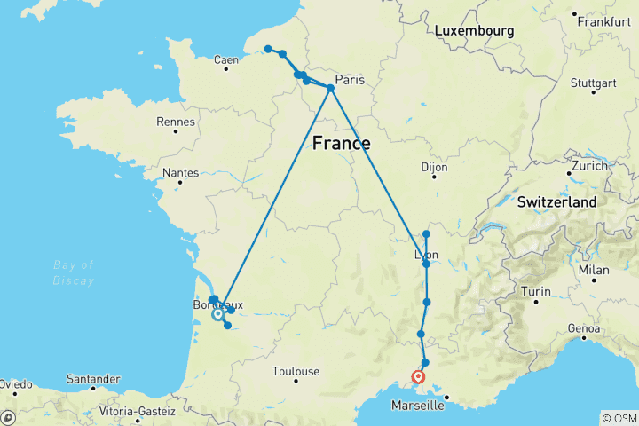 Carte du circuit La France ultime (2025) (De Bordeaux à Arles, 2025)