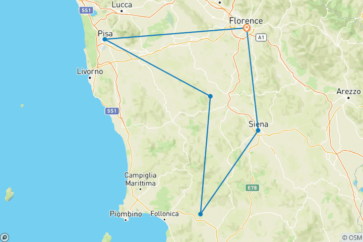 Carte du circuit Circuit gastronomique en Toscane (5 jours)