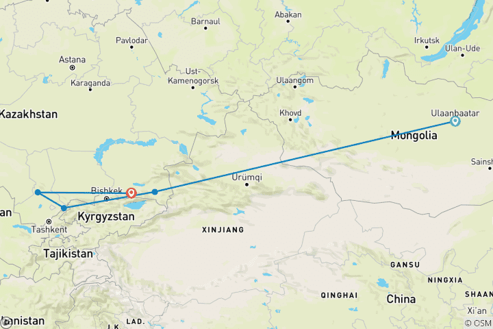 Map of Mongolia’s Golden Eagle Festival & Kazakhstan